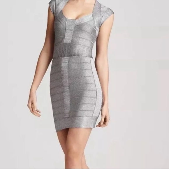 French Connection silver bandage Bodycon Dress size 2 - Picture 1 of 3
